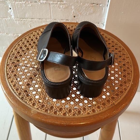Vintage Dark Brown Leather Sling-back Mules - Picture 3 of 4